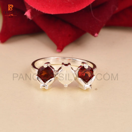 Genuine Red Garnet Ladybug 925 Silver Rings