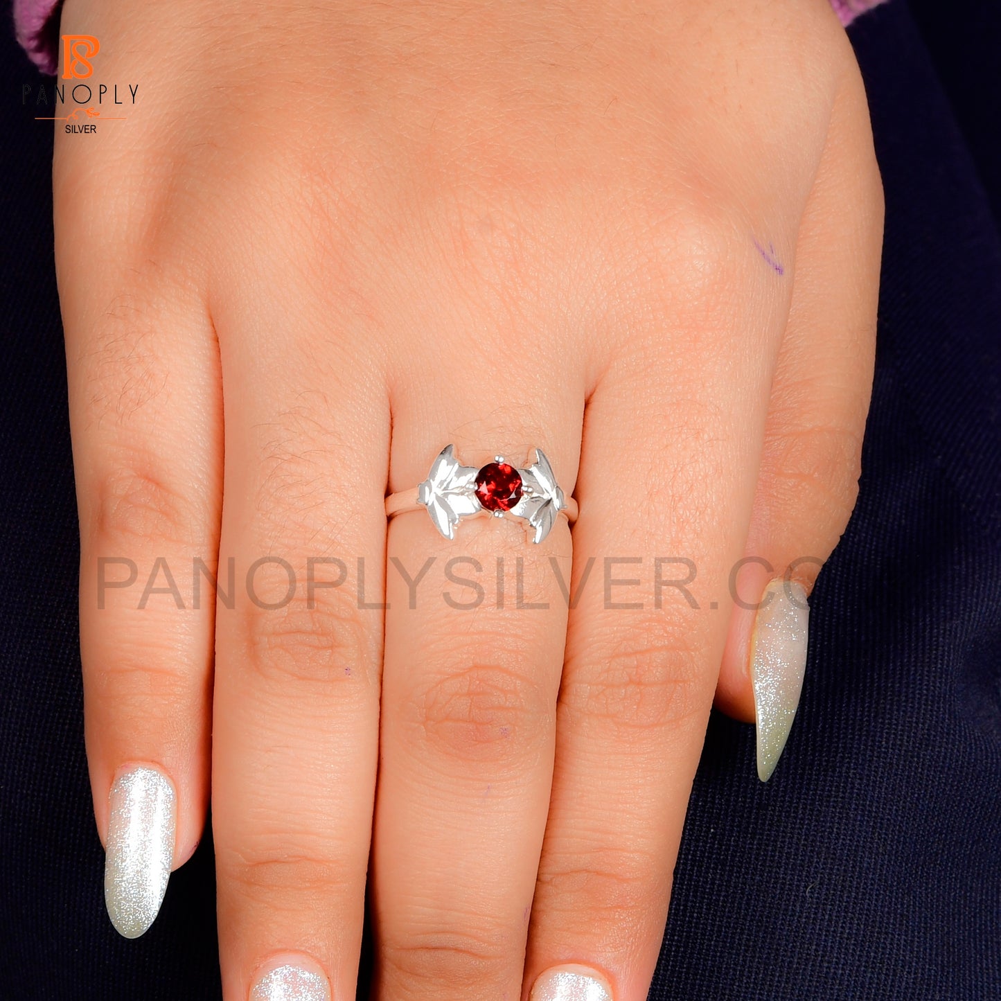 Genuine Garnet Ladybug 925 Sterling Silver Rings