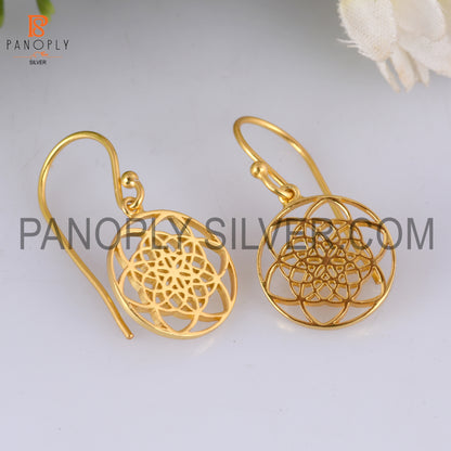 925 Sterling Silver Mandala Gold Earrings