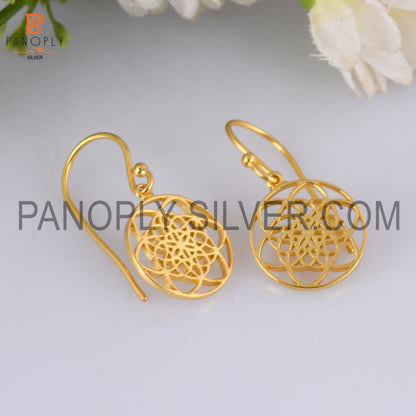 925 Sterling Silver Mandala Gold Earrings