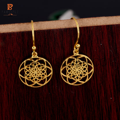 925 Sterling Silver Mandala Gold Earrings