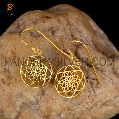 925 Sterling Silver Mandala Gold Earrings