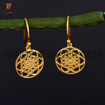 925 Sterling Silver Mandala Gold Earrings