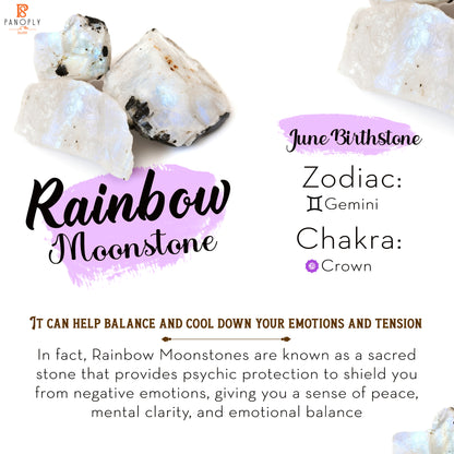 Rainbow Moonstone Gems Birthstone June Star Silver Rings