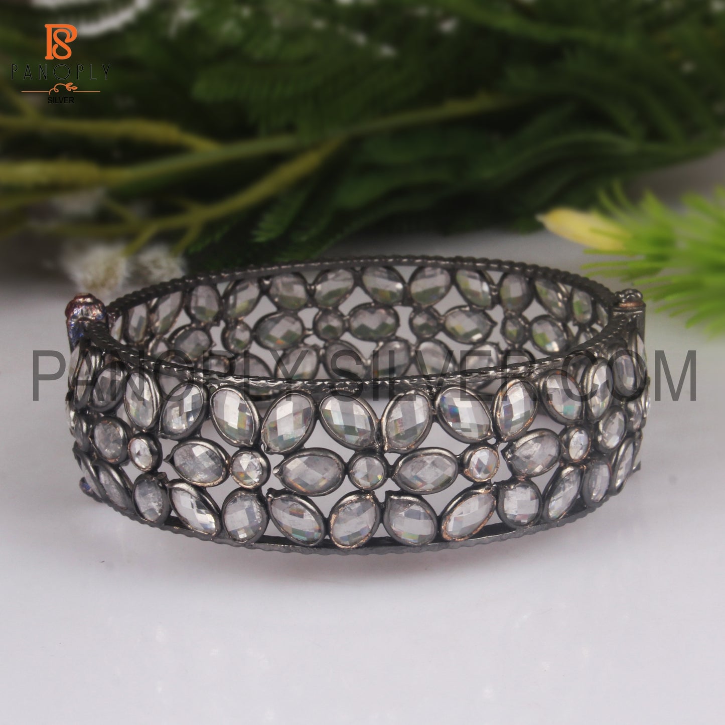 Cubic Zirconia Flower Openable Women Bangles