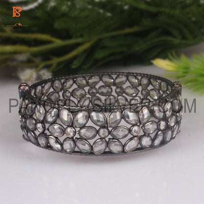 Cubic Zirconia Flower Openable Women Bangles