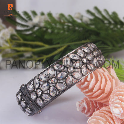 Cubic Zirconia Flower Openable Women Bangles