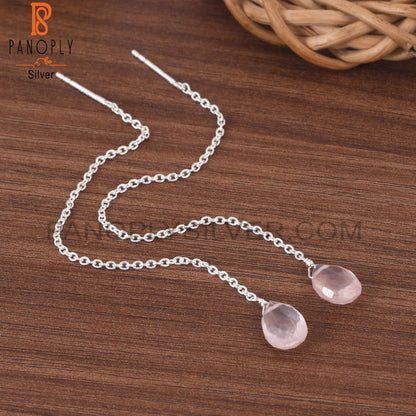 Rose Quartz 925 Quality Finding Chain Earrings