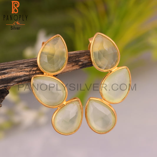 Prehnite 18k Gold Plating Drop Earrings