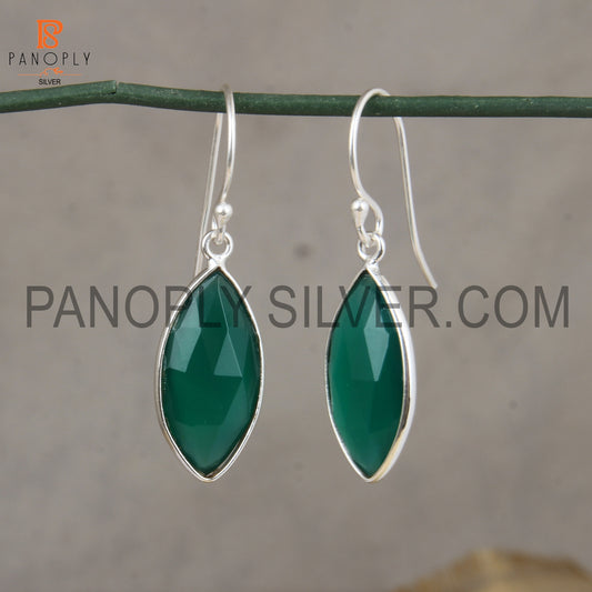 Green Onyx 925 Quality Genuine Stone Silver Earrings