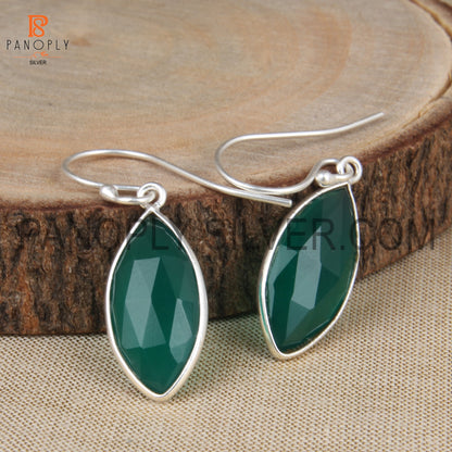 Green Onyx 925 Quality Genuine Stone Silver Earrings