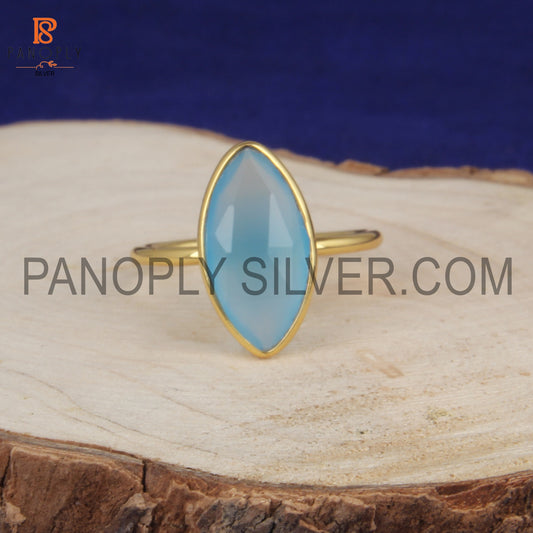 Blue Chalcedony 18k Gold Plated Adjustable Rings