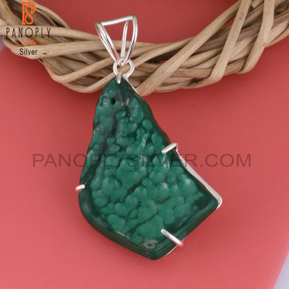 Malachite Rough 925 Sterling Silver Pendant