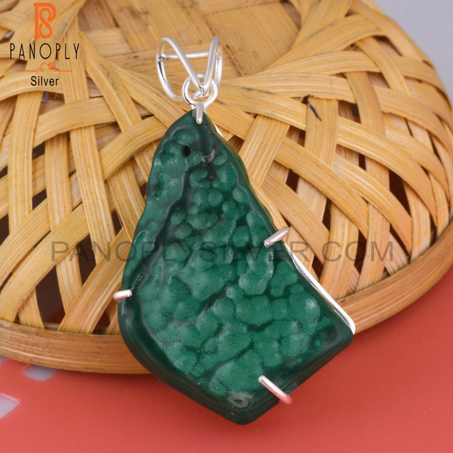 Malachite Rough 925 Sterling Silver Pendant