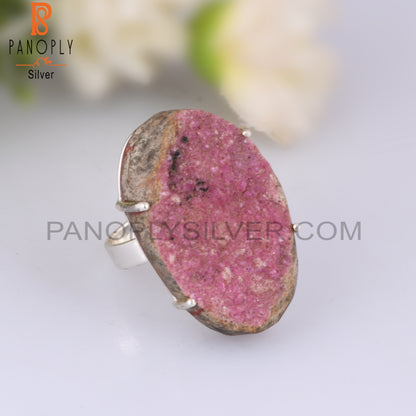 Cobalto Calcite Druzy 925 Sterling Silver Ring