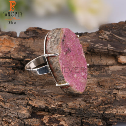 Cobalto Calcite Druzy 925 Sterling Silver Ring