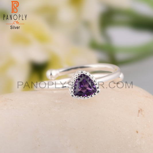 Amethyst Trillion Shape New 925 Sterling Silver Ring