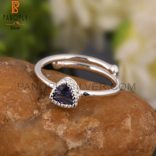 Classic Iolite Trillion Shape 925 Sterling Silver Ring