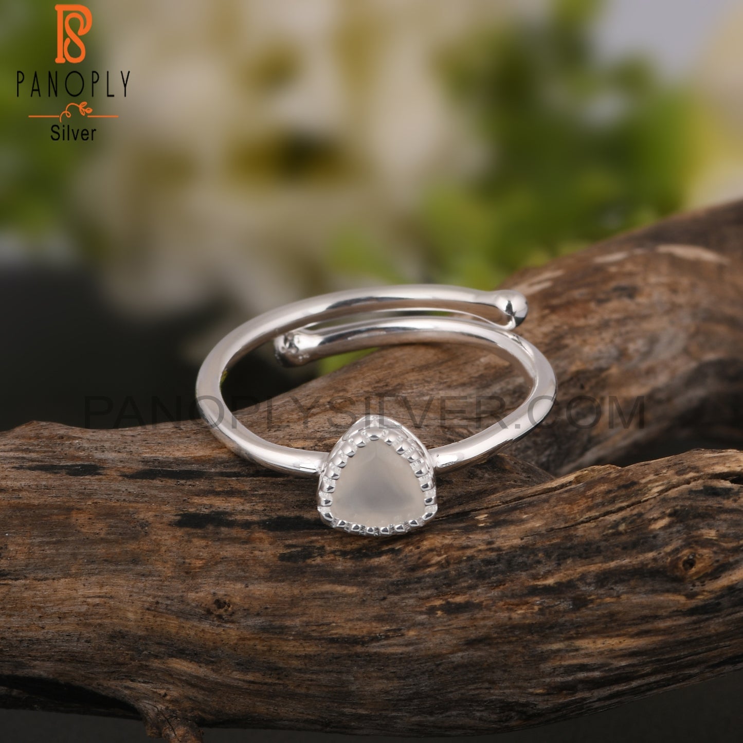 White Moonstone Statement 925 Sterling Silver Ring