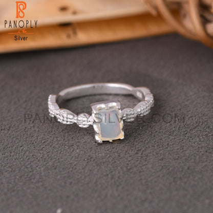 Ethiopian Opal Baguette 925 Sterling Silver Ring