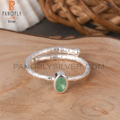 Emerald Oval Shape 925 Sterling Silver Ring