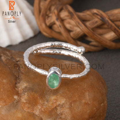 Emerald Oval Shape 925 Sterling Silver Ring