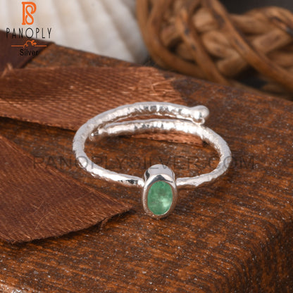 Emerald Oval Shape 925 Sterling Silver Ring