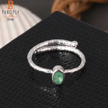 Emerald Oval Shape 925 Sterling Silver Ring