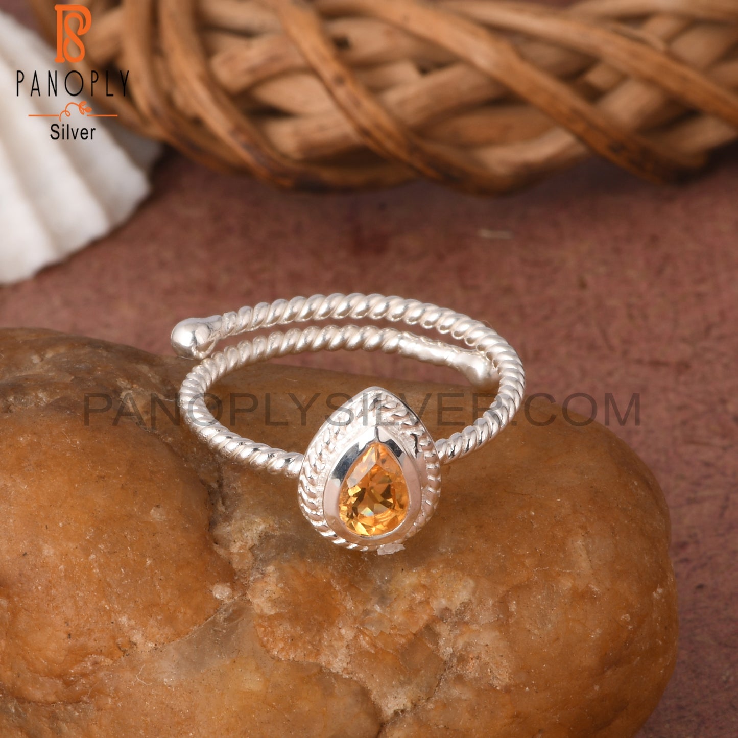 Citrine Pear Shape 925 Sterling Silver Ring