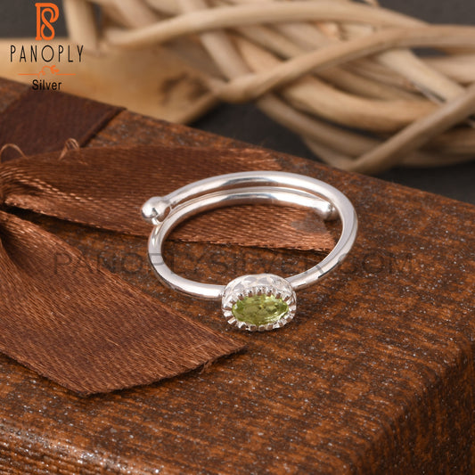 Peridot Oval Shape 925 Sterling Silver Ring