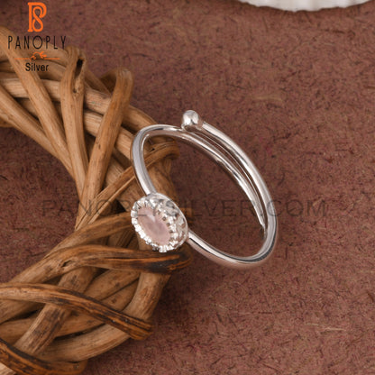 Rose Quartz 925 Sterling Silver Openable Ring Gift For Her