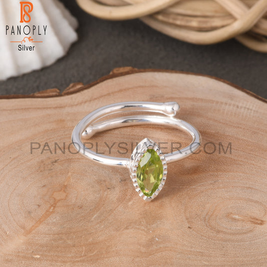 Peridot Marquise Shape 925 Sterling Silver Beautiful Ring