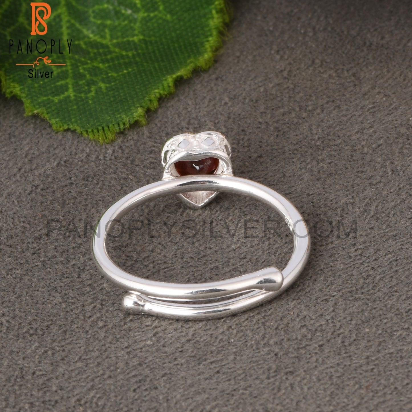 Garnet Heart Shape 925 Sterling Silver Ring