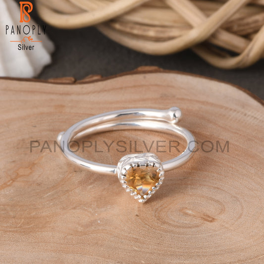 Citrine Heart Shape 925 Sterling Silver Ring