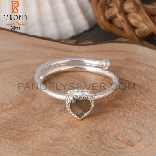 Labradorite Heart 925 Sterling Silver Love Ring