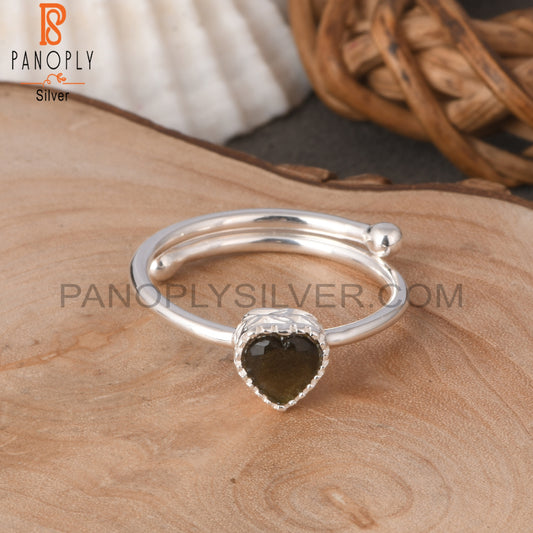 Gold Sheen Obsidian Heart Shape 925 Sterling Silver Ring