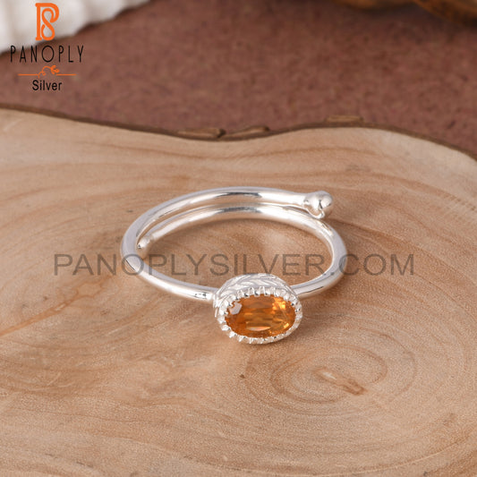 Citrine Oval Shape 925 Sterling Silver Stackable Ring