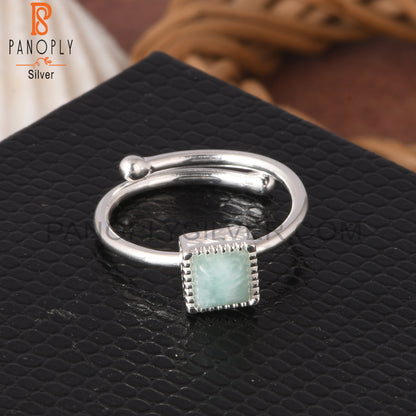 Amazonite Square Shape 925 Sterling Silver Birthstone Ring