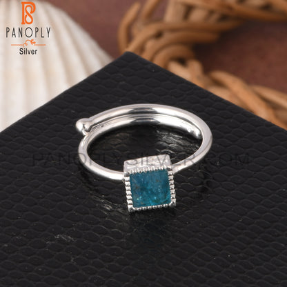 Neon Apatite Square Shape 925 Sterling Silver Ring