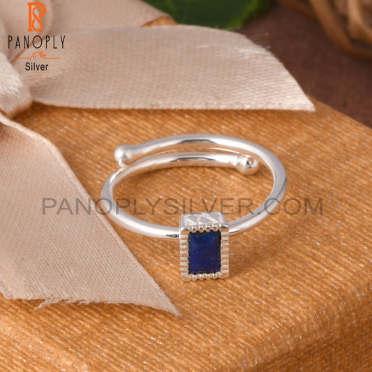 Lapis Baguette 925 Sterling Ring