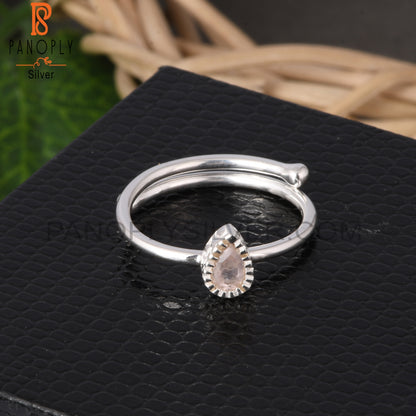 Rose Quartz Pear Shape 925 Sterling Silver Ring