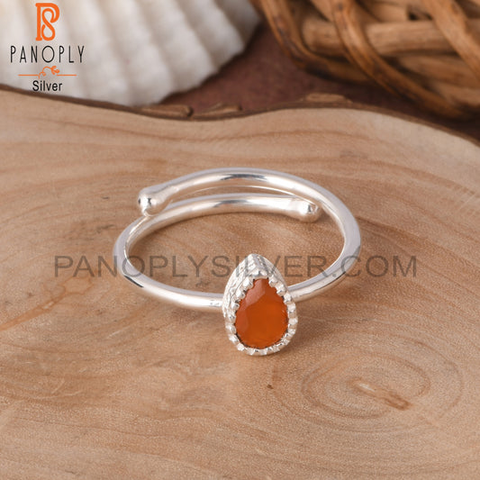 Carnelian Pear Shape 925 Sterling Silver Ring