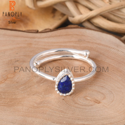 Lapis Pear 925 Sterling Silver Blue Stone Ring