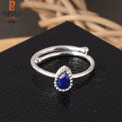 Lapis Pear 925 Sterling Silver Blue Stone Ring