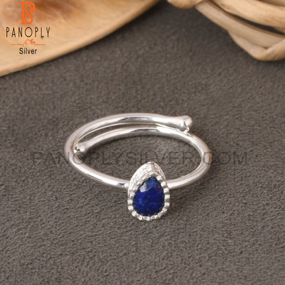 Lapis Pear 925 Sterling Silver Blue Stone Ring