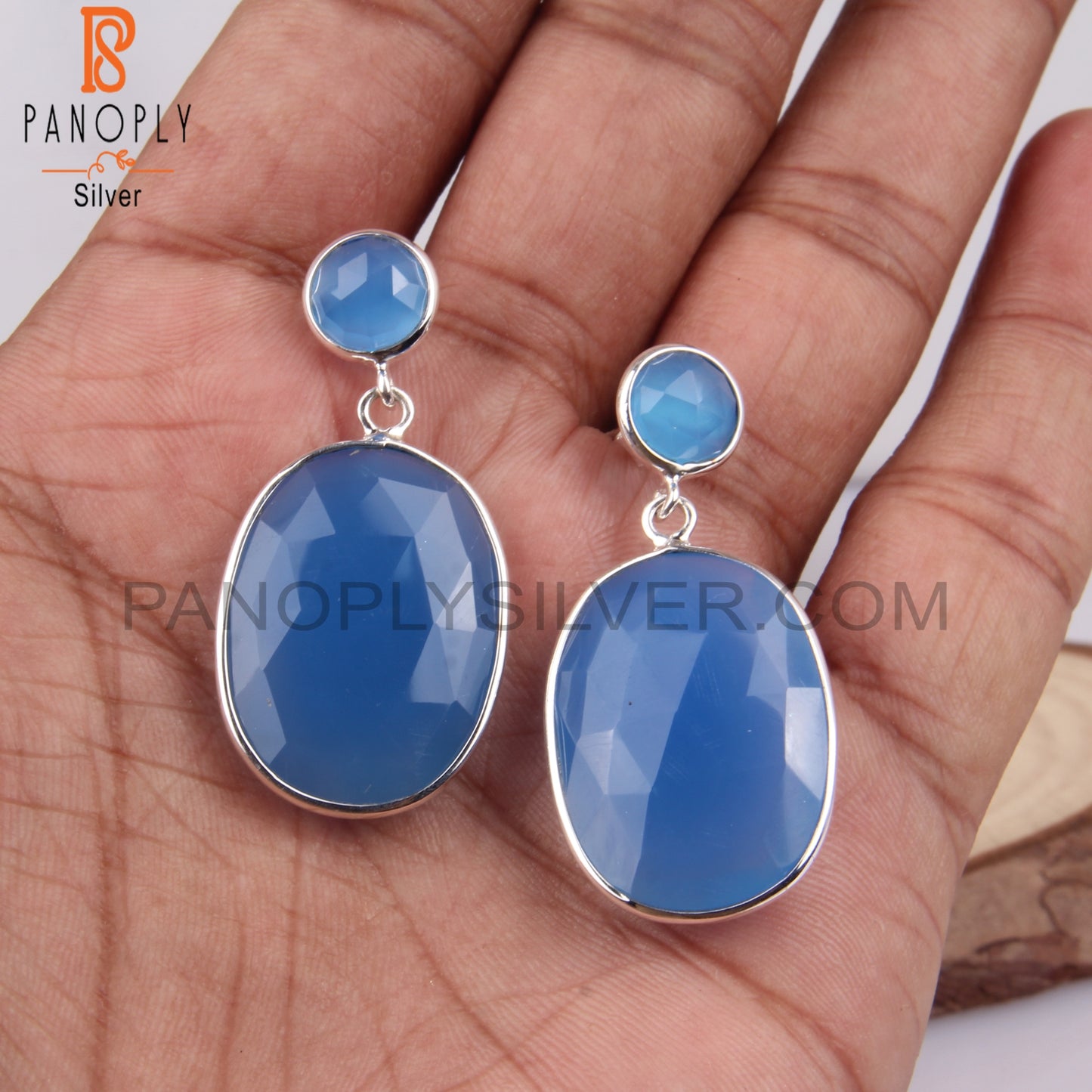 Blue Chalcedony 925 Sterling Silver Drop Earrings