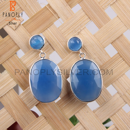 Blue Chalcedony 925 Sterling Silver Drop Earrings