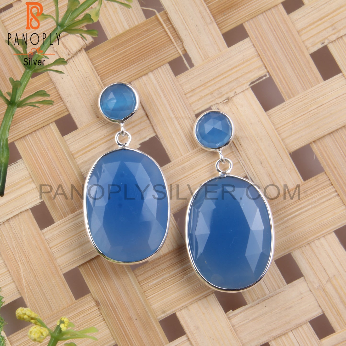 Blue Chalcedony 925 Sterling Silver Drop Earrings