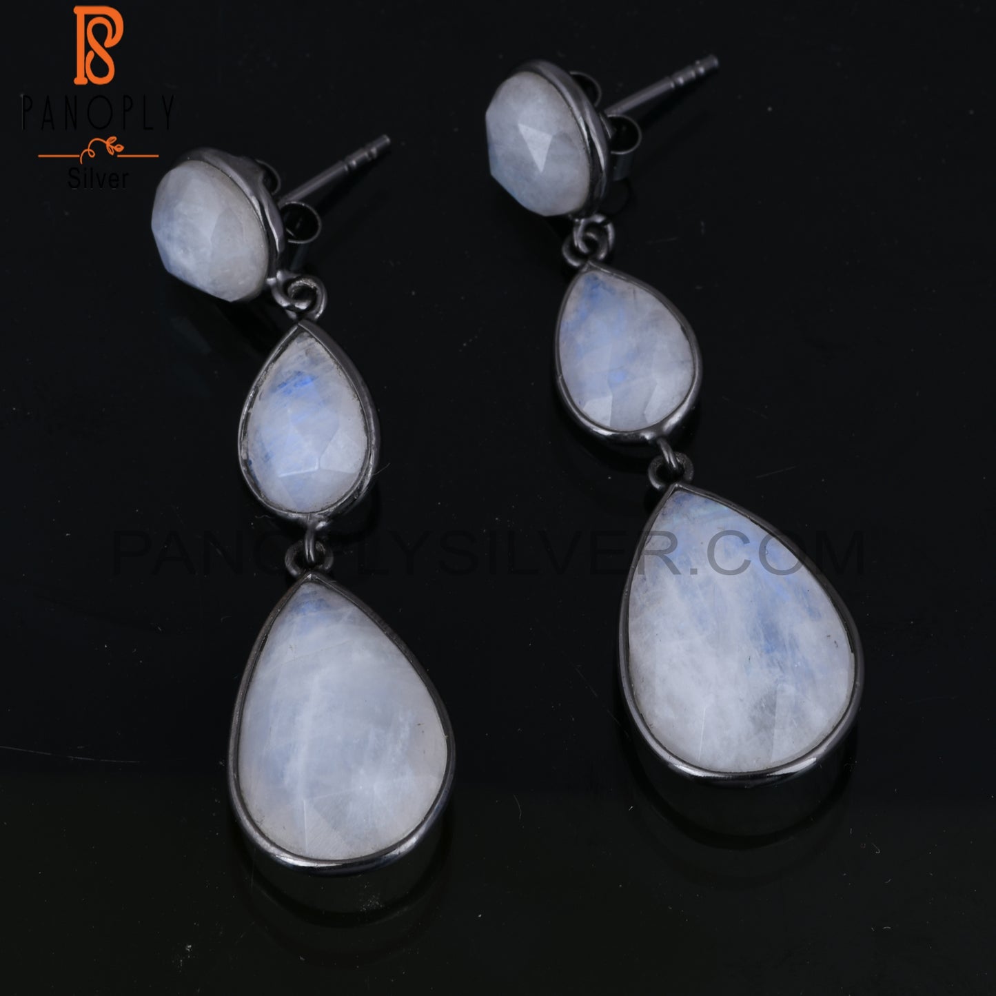 Rainbow Moonstone 925 Sterling Silver Designer Earrings