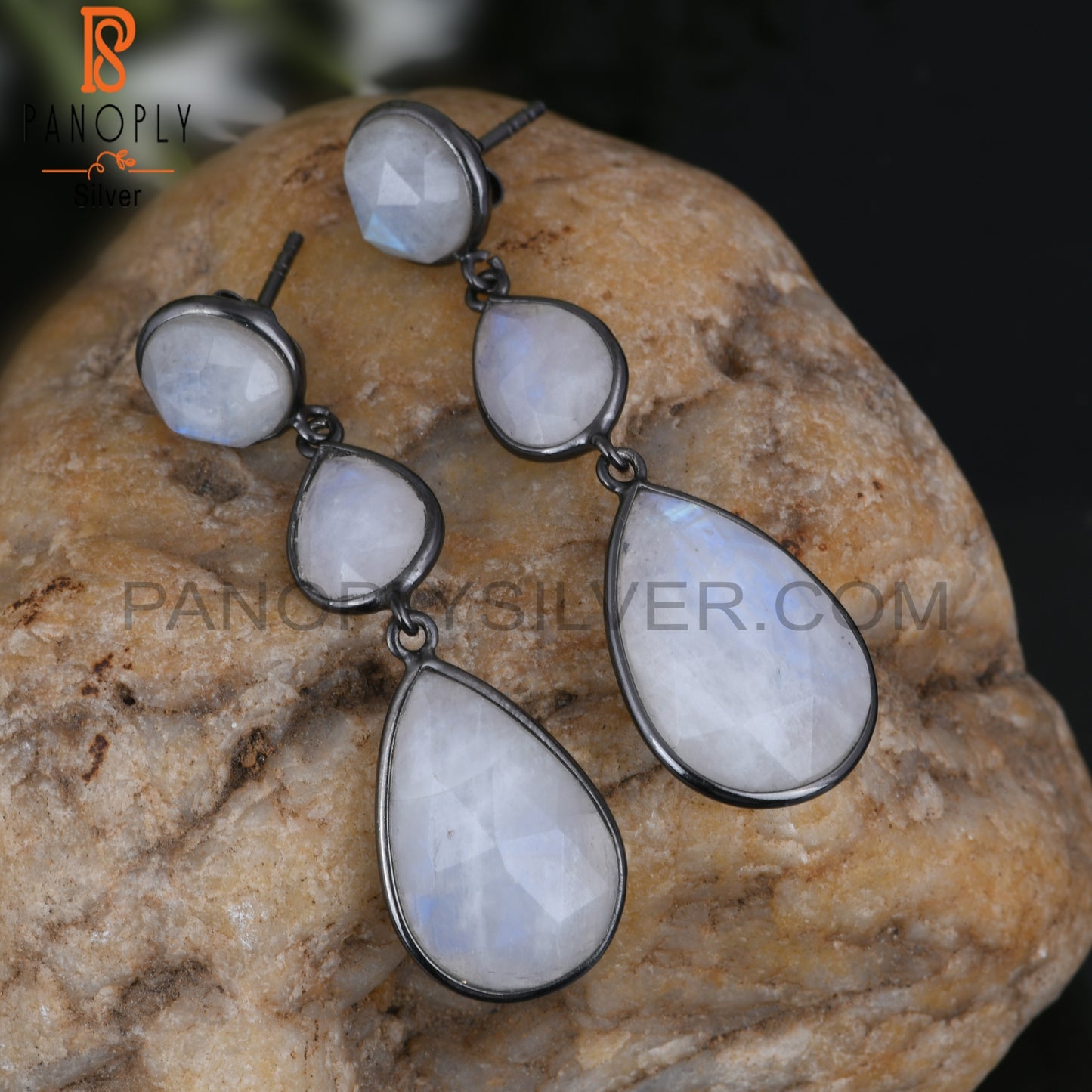 Rainbow Moonstone 925 Sterling Silver Designer Earrings